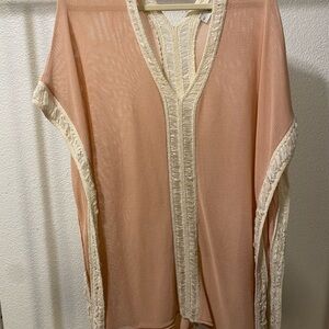 Zara Pink and Cream Swim Coverup with Lace Trim